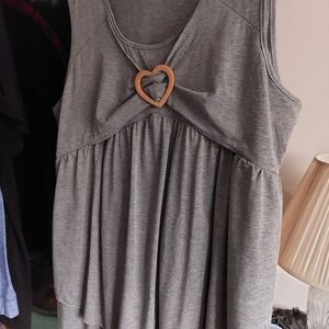 V neck dress with heart embellishment